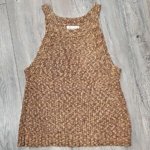 Brown Knit Sleeveless Top